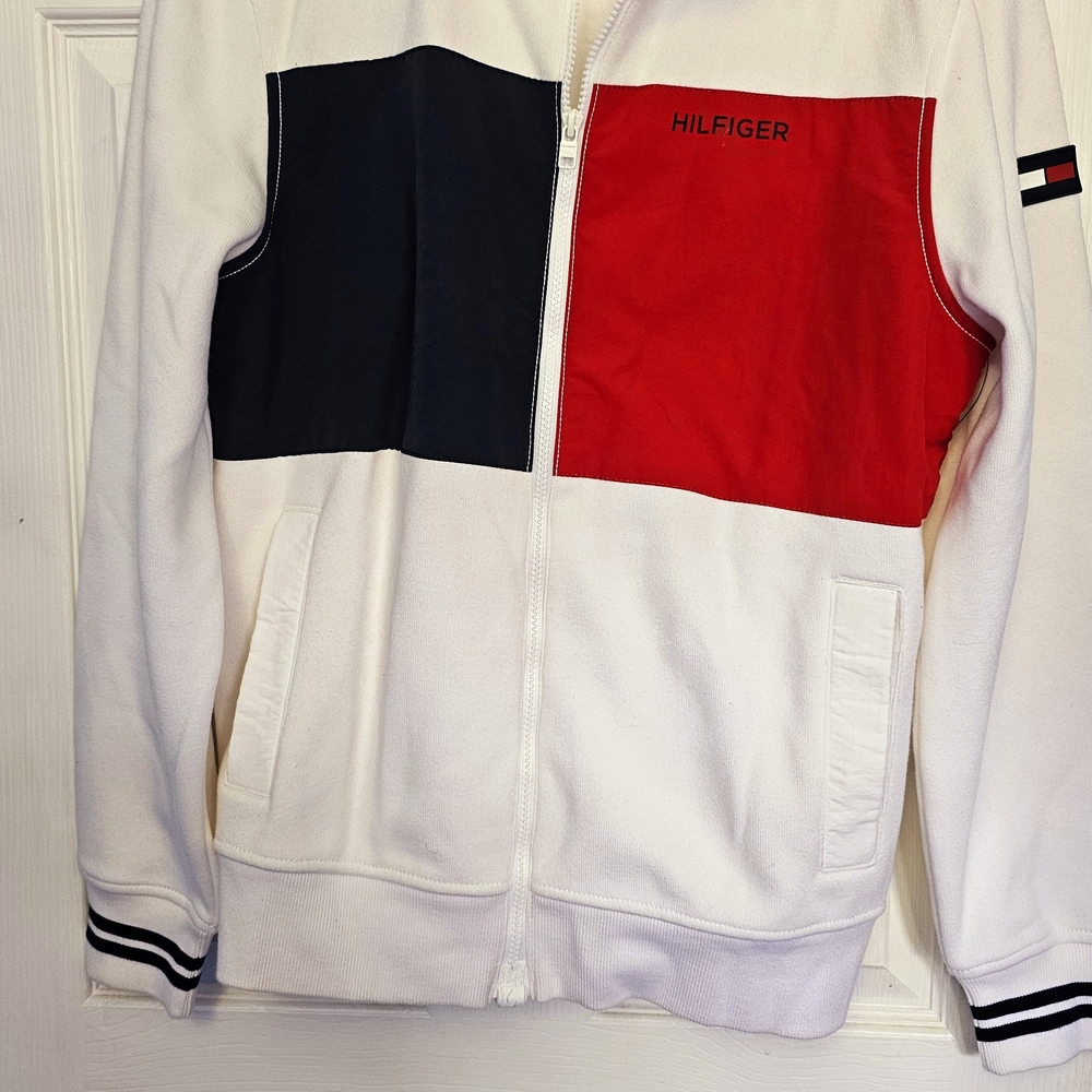 Tommy Hilfiger White Fleece with Red and Black Accents